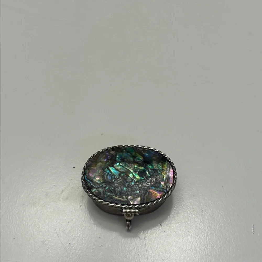 Oval shaped mini silver plated pill box
